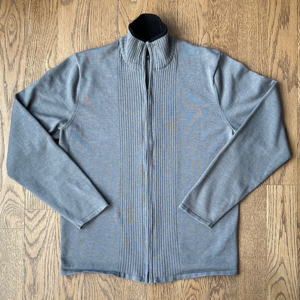 Kenneth Cole Men’s Full-Zip Sweater – Gray – Size Large
